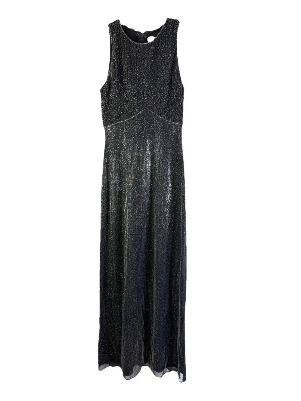 Vintage 80s Cache Black Metallic Empire Gown Dress HOCO Prom Goth